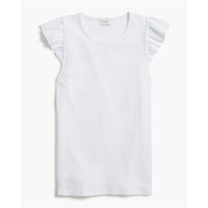 NWT J. Crew Factory Women's XXL Ribbed White Ruffle-Sleeve Tank Top Casual